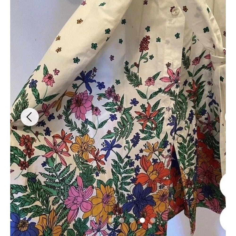 Talbots Poplin Floral Border Print Cotton Midi Dress Button Front SZ 4 NWOT - Picture 3 of 9